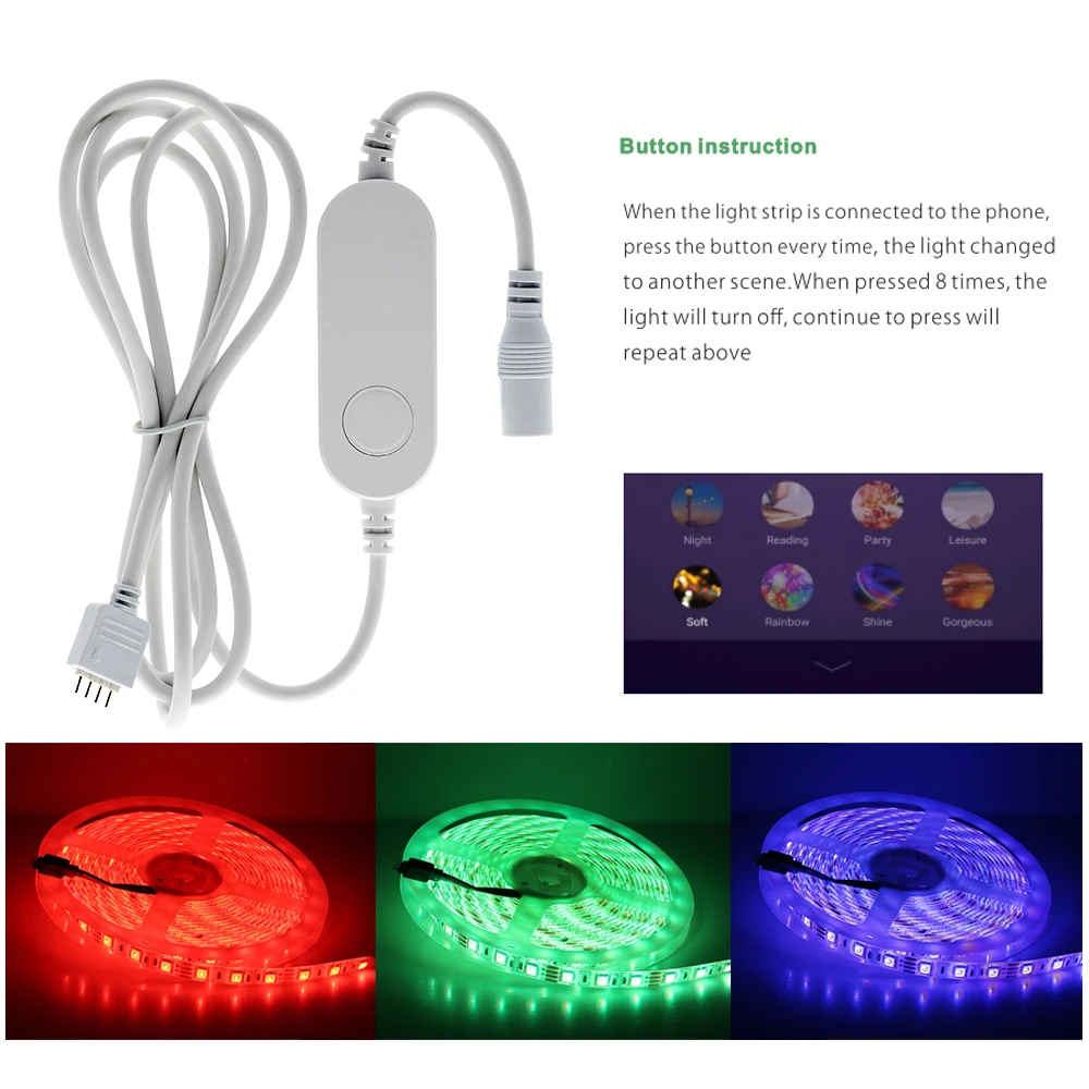 Умная Светодиодная лента Tuya Wi Fi RGB совместима с Amazon Alexa и Google Home управление