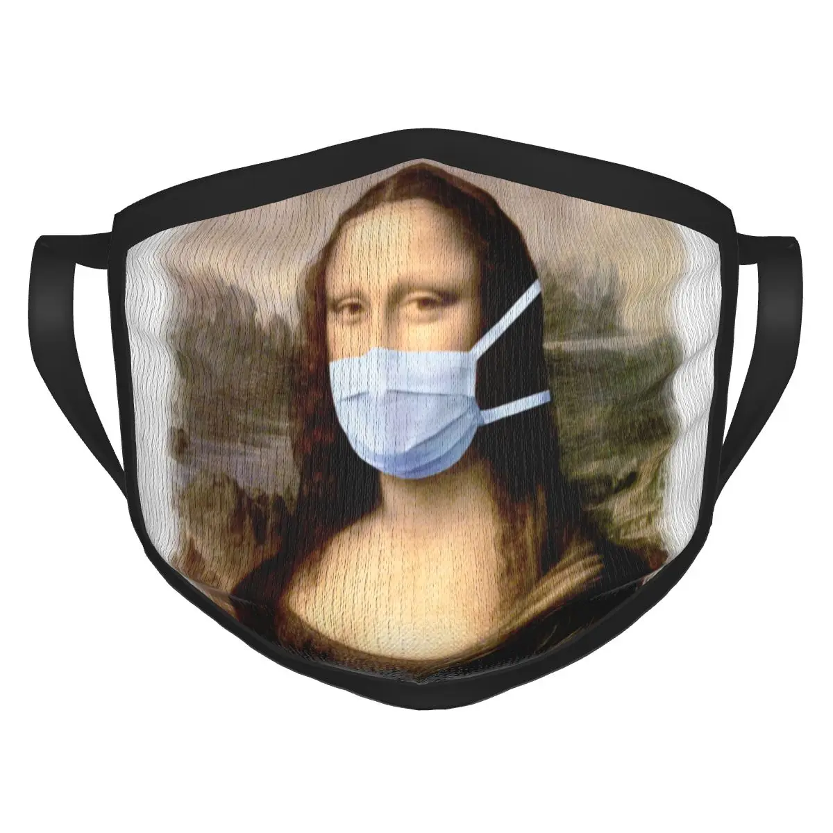 

Мона Лиза с маской Da Vinci Spoofing Arts маска для лица многоразовая моющаяся дышащая черная граница шарф против пыли для взрослых