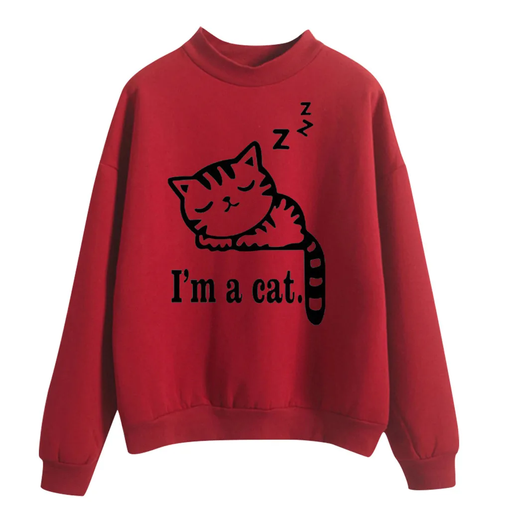 Толстовки с принтом кота новинка 2019 весна осень модные толстовки для женщин