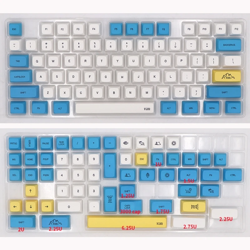 Набор колпачков для клавиш 123 PBT Ethermal сублимационные шрифты cherry 3000 3494 GK61 64 87 104 108