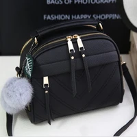 New Women Messenger Bags New Leather Handbag Inclined Shoulder Bag Women Crossbody Handbags Bag Ball Tassel Bolsa