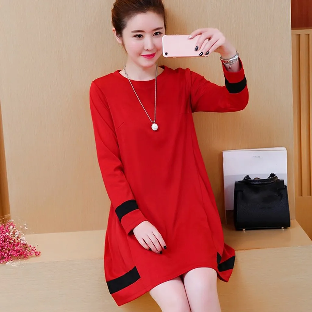 Women Autumn Fashion Korean Loose Dress Long Sleeve Leisure Dresses Harajuku Daily and party dress high quality robe noel F1 | Женская