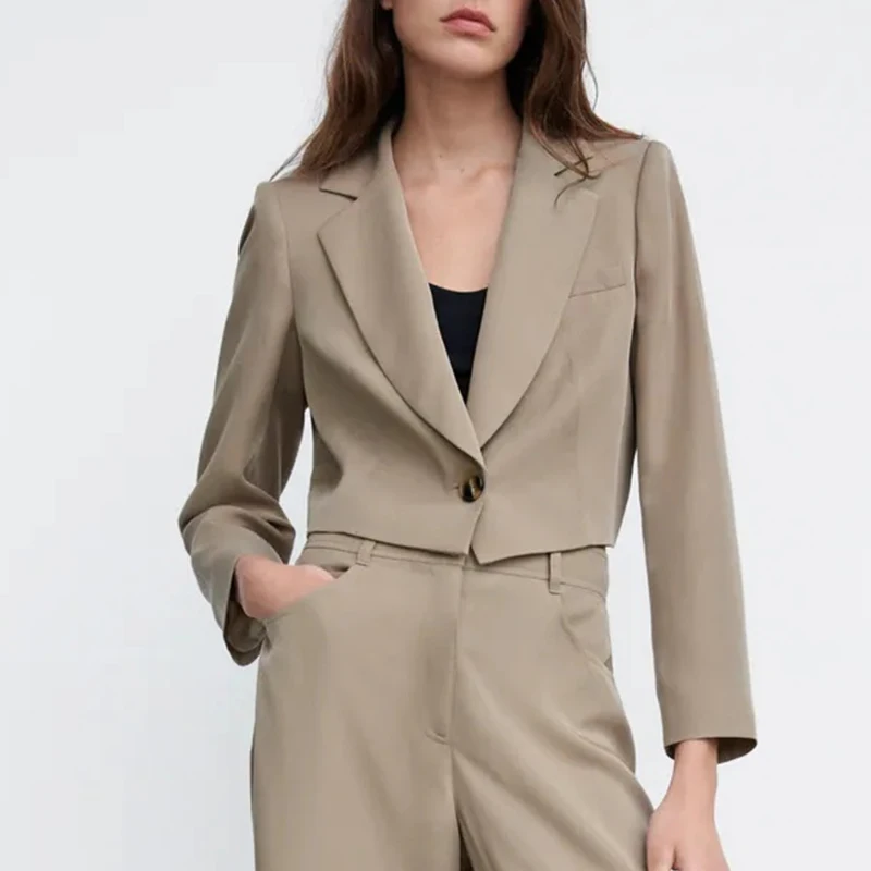

Женский короткий пиджак на одной пуговице KUMSVAG, однотонный Повседневный облегающий Блейзер, одежда для улицы, на лето, 2021