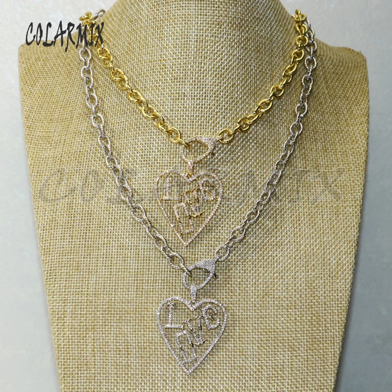 

3 strands Love pendants necklace Lobster clasp pendant necklace Opened link chain necklace fashion jewelry accessories 50536