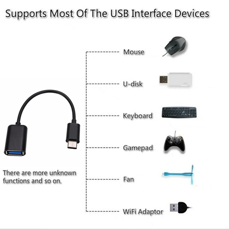 Type-C OTG Adapter Cable For Huawei Honor 9 + Xiaomi Mi 9 Android MacBook Mouse Gamepad Tablet PC Type C OTG USB Cable