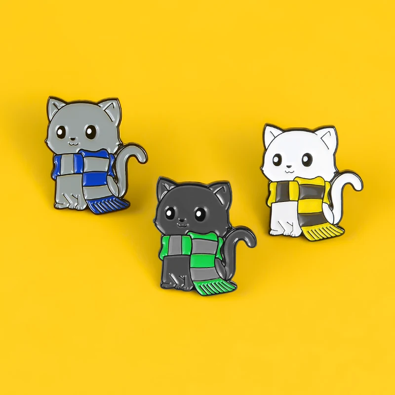 Черно серый белый кавайная эмалированная булавка в виде фенилета|Броши| |