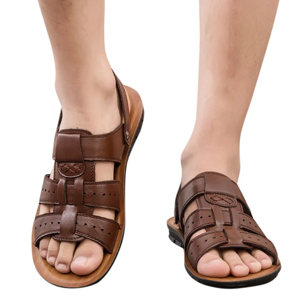 

Men Sandals Summer Genuine Leather Roman Sandals Male Casual Shoes Beach Flip Flops Men Fashion Outdoor Slippers Shoes 12.3
