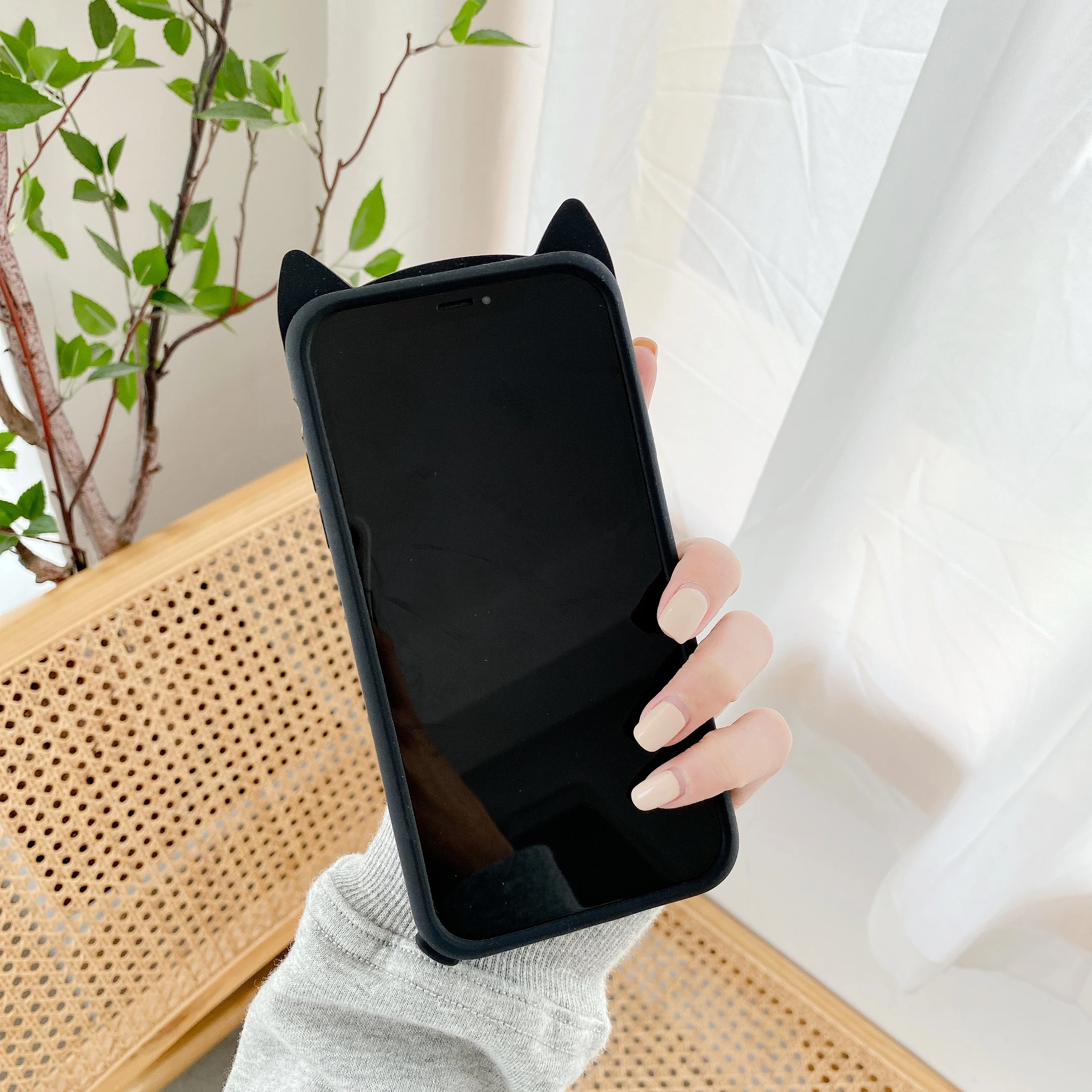 Мягкий силиконовый чехол с объемными кошачьими ушками для iphone 14 13 12 mini 11 Pro X XR XSMAX 6