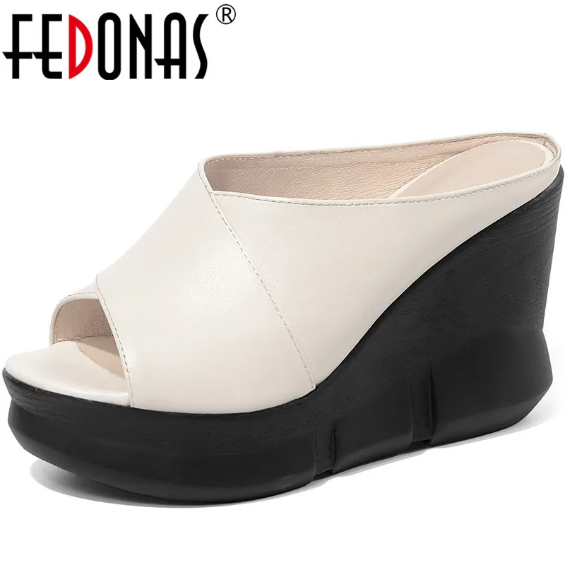 Женские туфли-лодочки FEDONAS из натуральной кожи с открытым носком Босоножки на