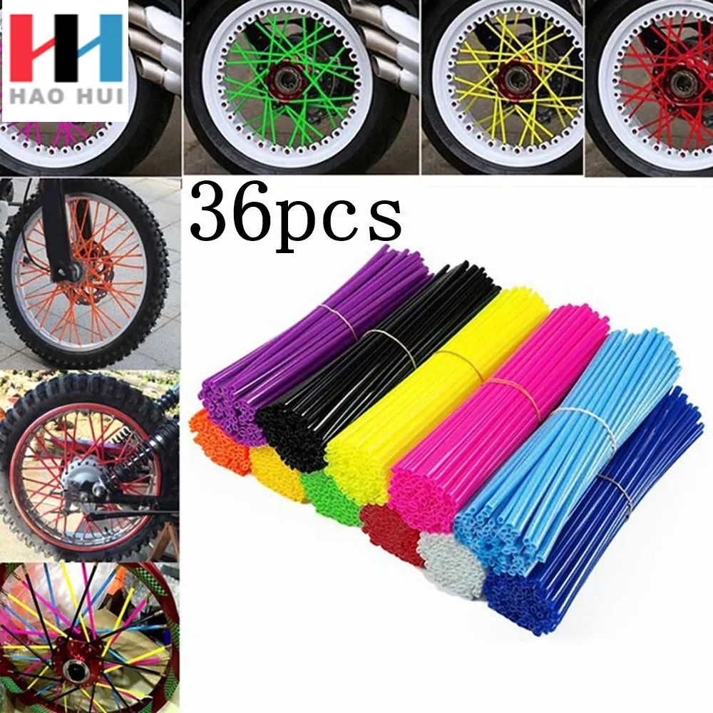 

36pcs/set 17cm Motorcycle Wheel Spoked Protector Wraps Rims Skin Trim Covers Pipe For Motocross Bicycle Bike Dropshipping