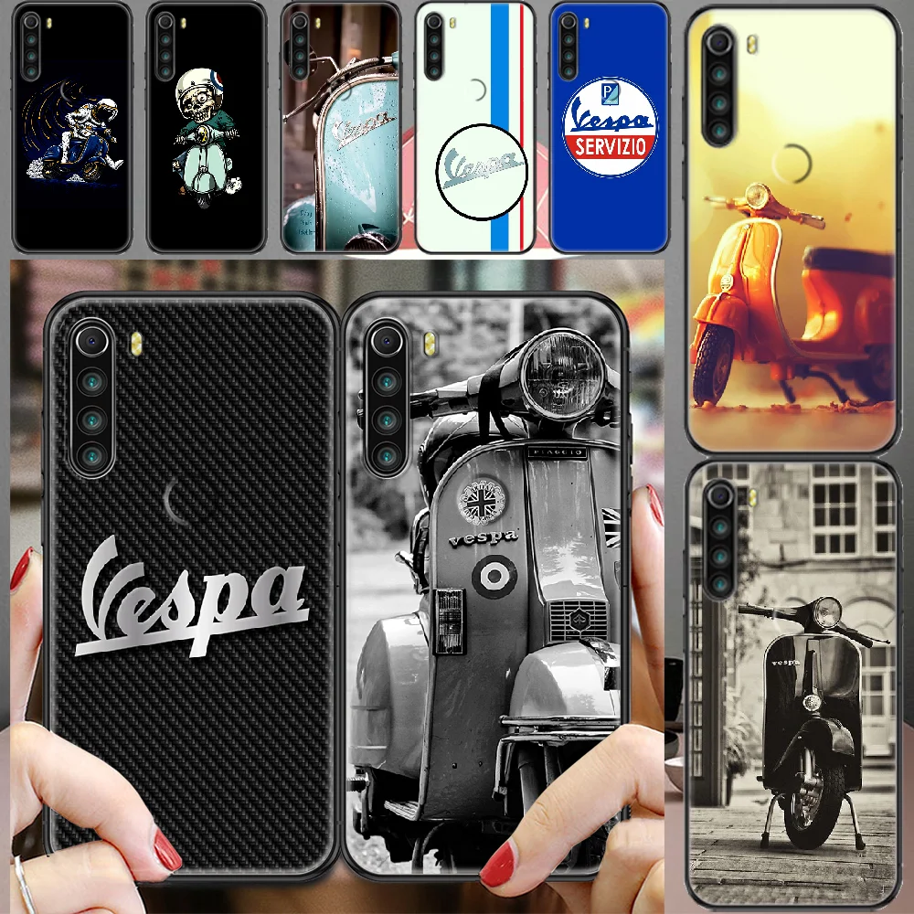 

vespa Scooter Motorcycle astronaut Phone case For Xiaomi Redmi Note 7 7A 8 8T 9 9A 9S K30 Pro Ultra black silicone Etui art