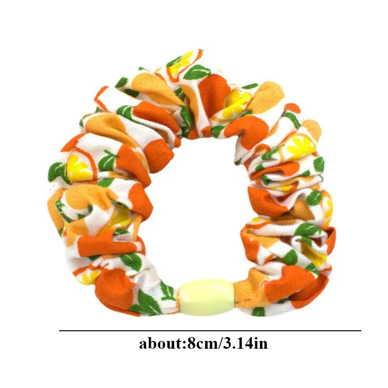 

5Pcs/Set Hair Scrunchies Set Floral Print Girls Elastic Rubber Band Ponytail Hair Tie Solid Color Hair Rope Accessories Headwear