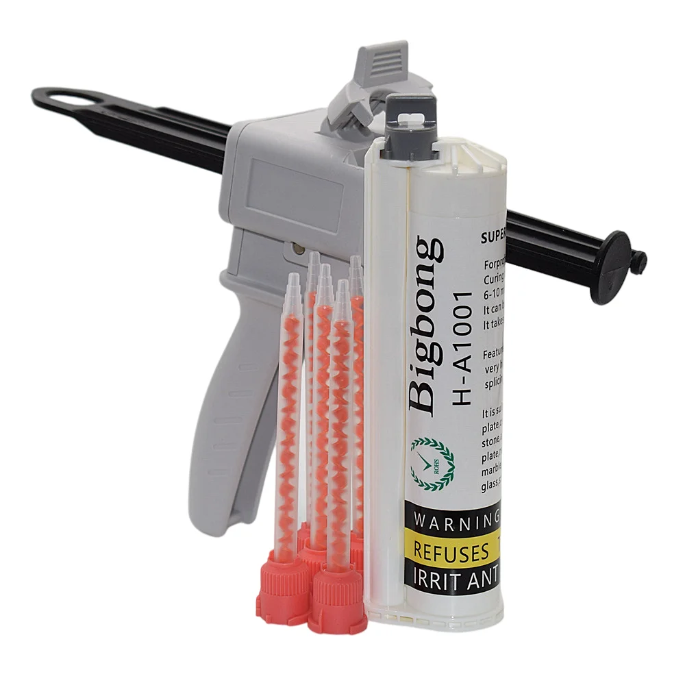

75ml Grey 10:1 AB Glue Adhesives with 5pc 10:1 Static Mixing Nozzles Set and 75ml AB Glue Gun Dispenser 10:1 Manual Caulking Gun
