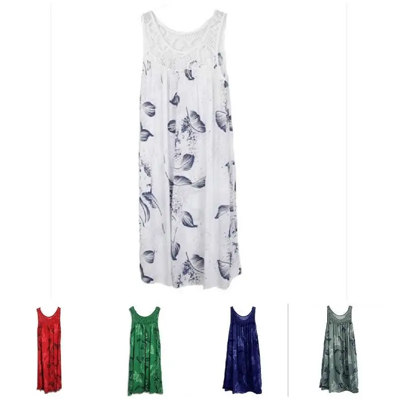 

Nice Pop Women Summer Lace Patchwork Sleeveless Plus Size Floral Long Tank Top Long Tops Pop 88