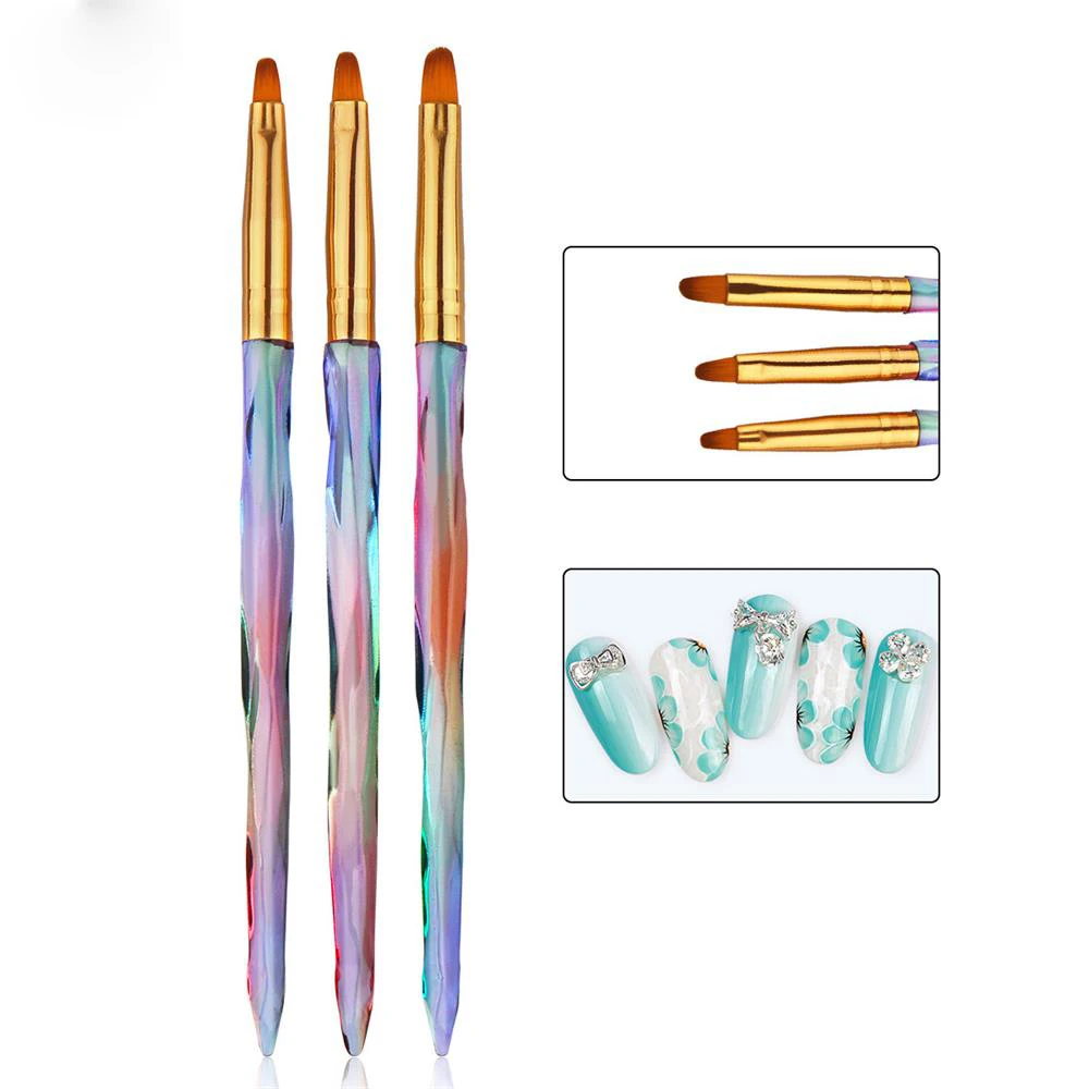 3 шт. 3D градиент нейл арта ручка французский Стиль с украшением в виде кристаллов