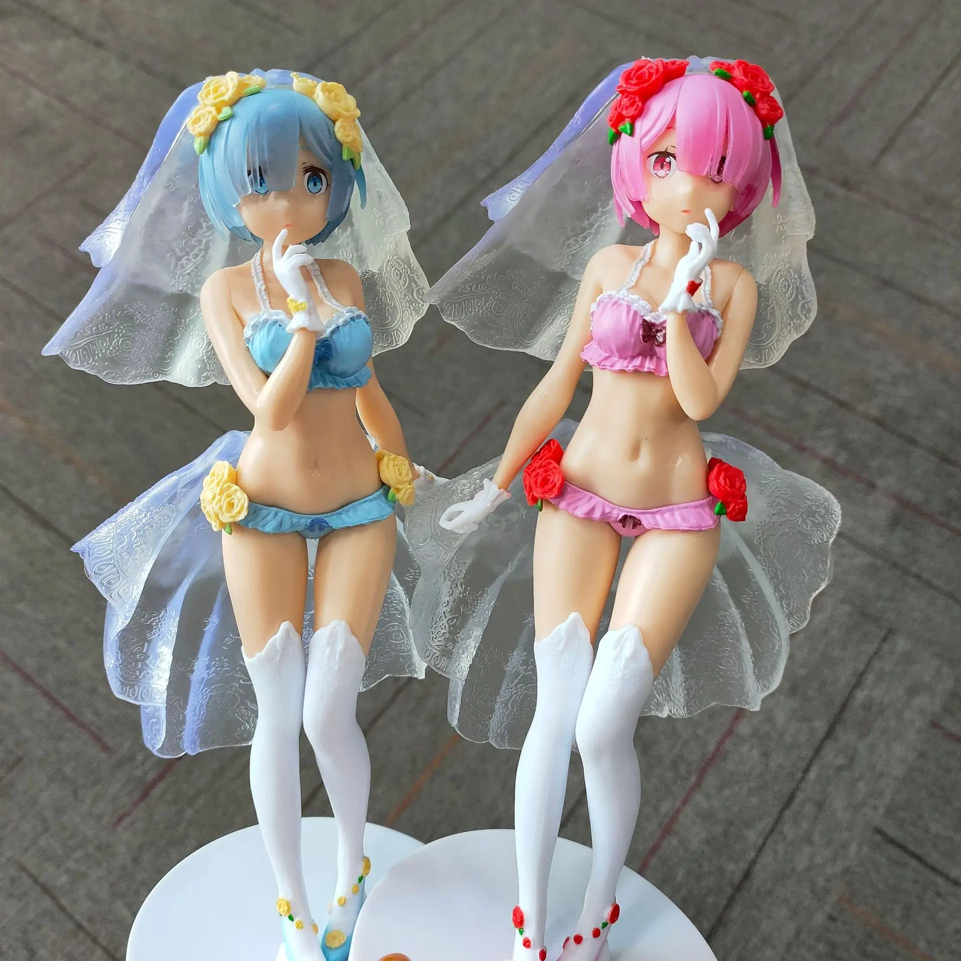 

24CM Swimwear Wedding dress Anime cake Re:Life in a different world from zero Brianna Knickerbocker Rem doll Model toys Gift