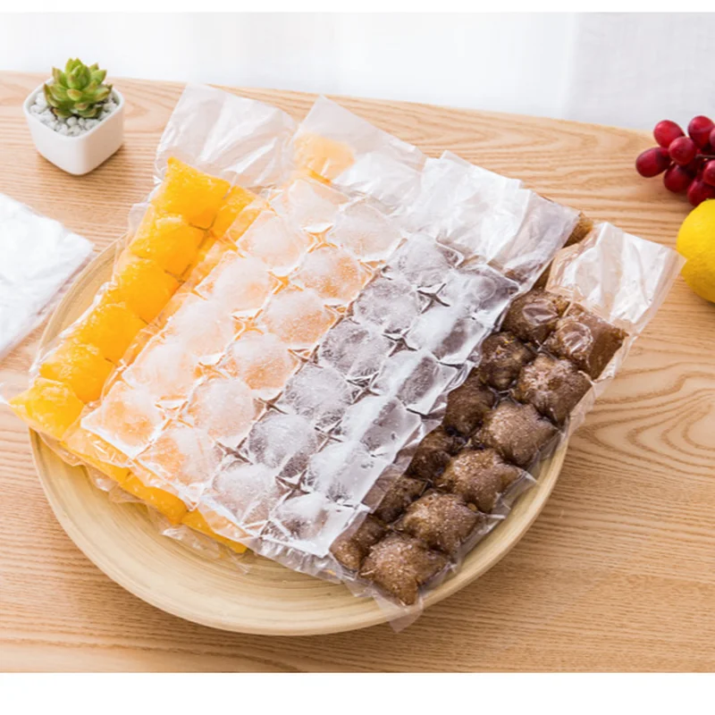 

10Pcs Disposable Ice Cube Bags , Self-Seal Freezing Maker,Cold Ice Pack Cooler Bag for Cocktail Food Wine