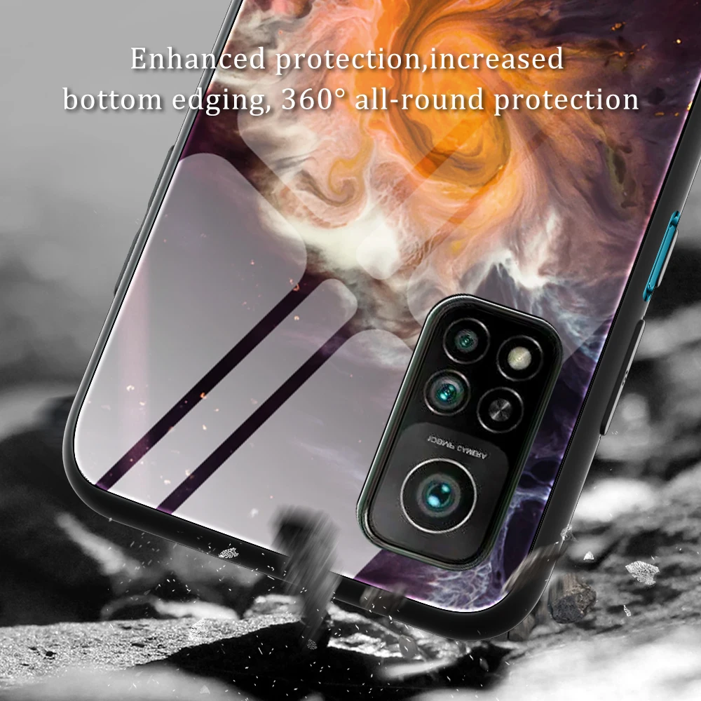 

Marble Tempered Glass Phone Case For XIAOMI 11 10T Lite Pro CC9 Cover Tempered Glass TPU Hard Marble Back Cover