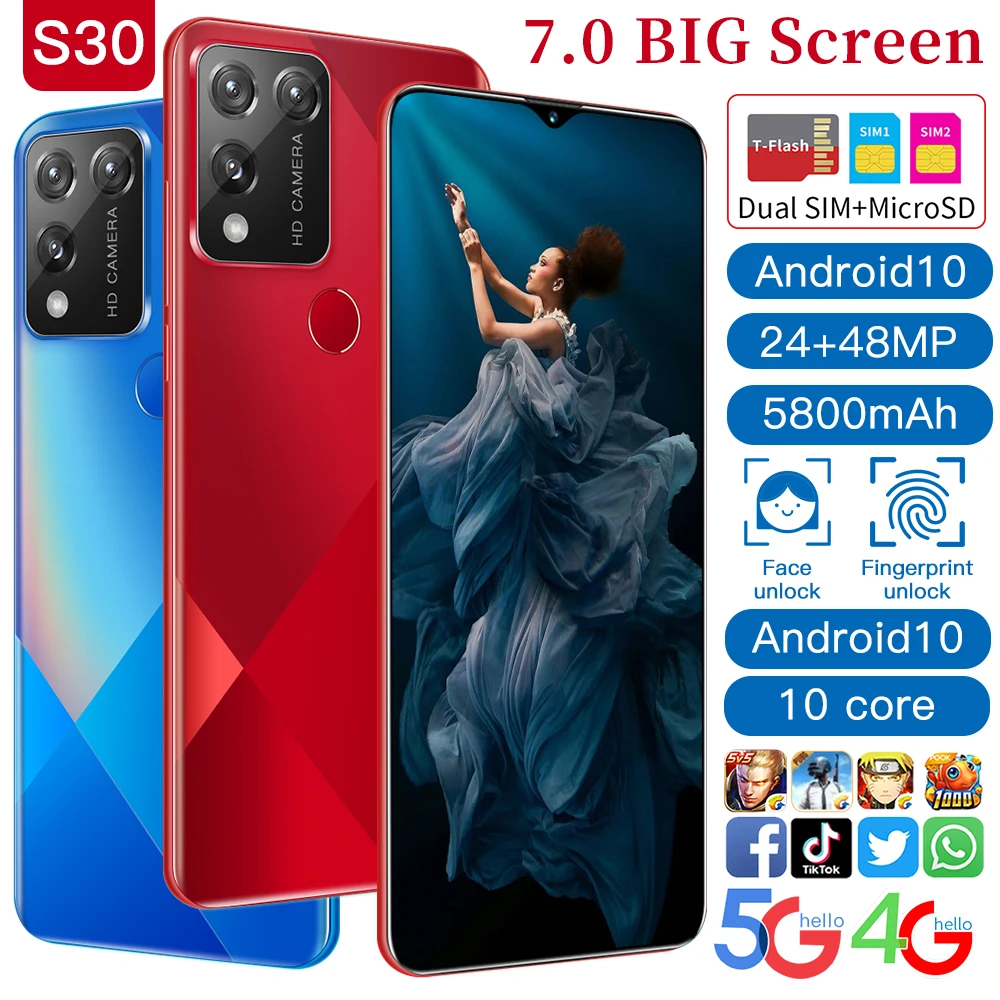 

Galax S30 Snapdragon888 Smartphone 12+512GB 7.0Inch Big Screen Deca Core Big Battery Dual SIM Android10.0 5800mAh Mobile Phone