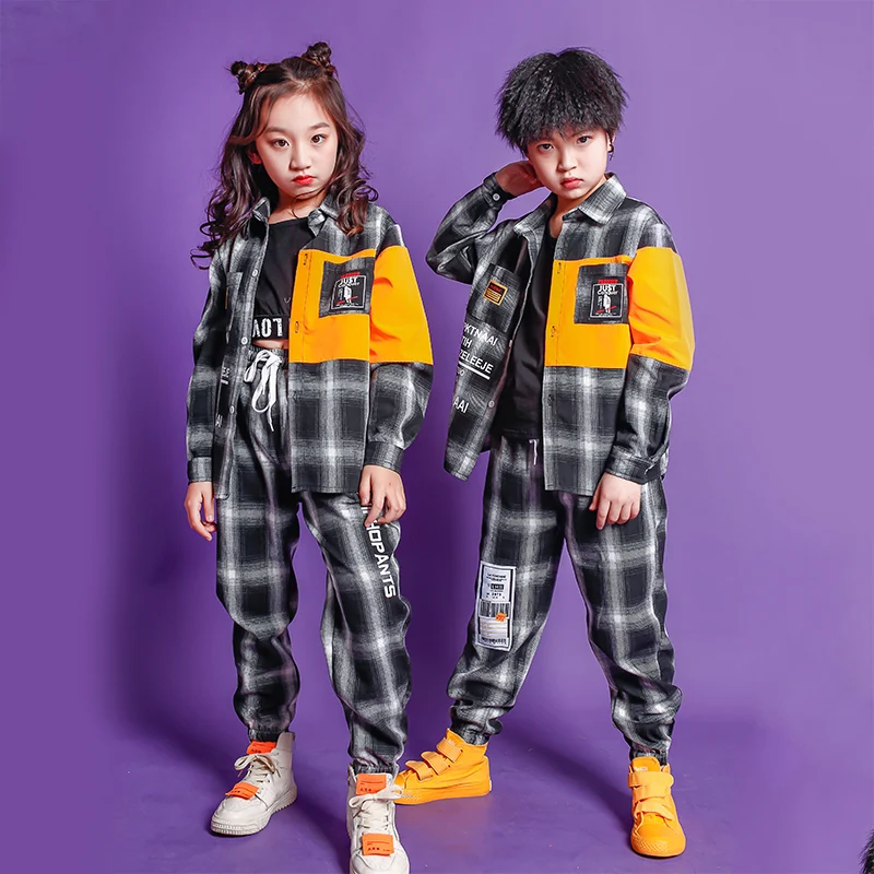 Детская праздничная одежда для хип хопа клетчатые повседневные штаны