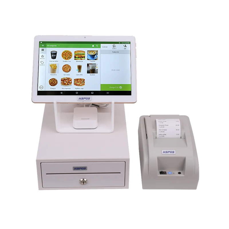 10-дюймовый табель дисплей Android POS машина с кассовой коробкой сенсорный экран и Google