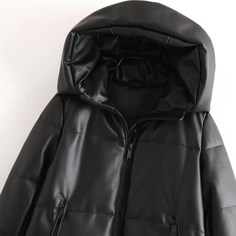 2021 New Winter  Fashion Women  Parkas Straight Loose Ladies  Black Coats Elegant Pockets Cotton Jackets Female JM