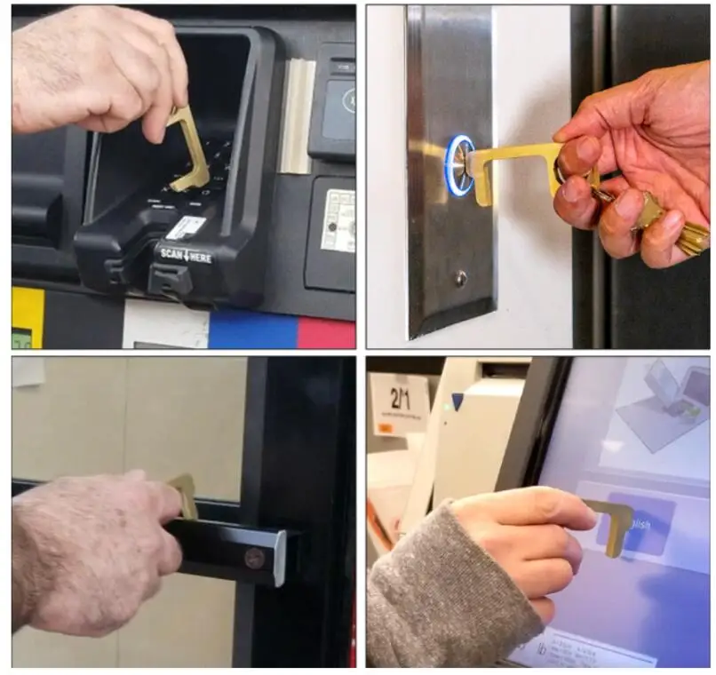 Латунный дверной нож гигиенический Ручной бесконтактный стилус брелок