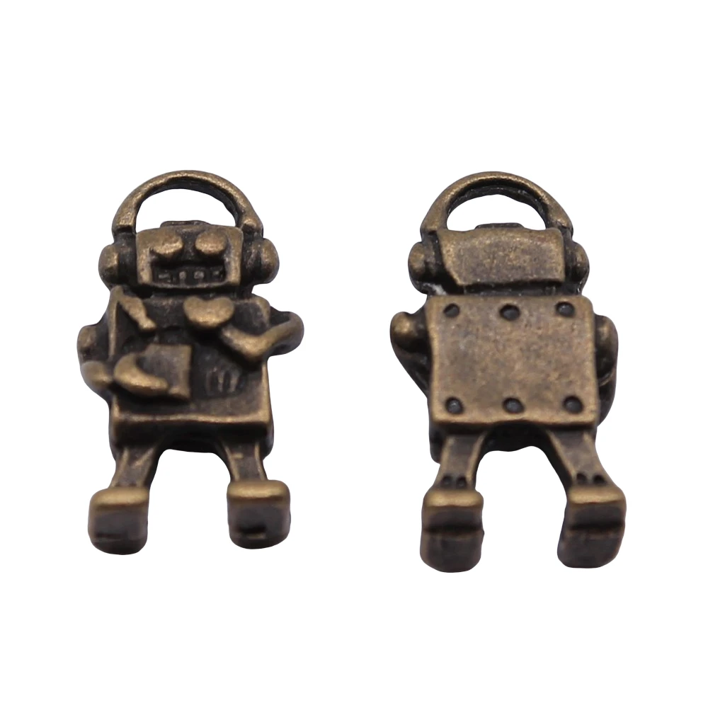 20 шт Подвески Робот 2 вида цветов античный серебряный цвет античная бронза 17x9 мм