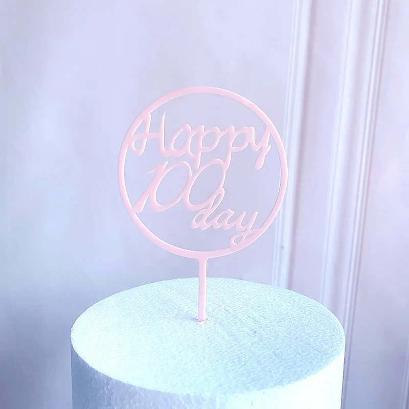 

New Happy 100 Days Birthday Acrylic Cake Topper Gold Pink Baby Cake Topper For Kids Birthday Party Cake Decorations Baby Shower