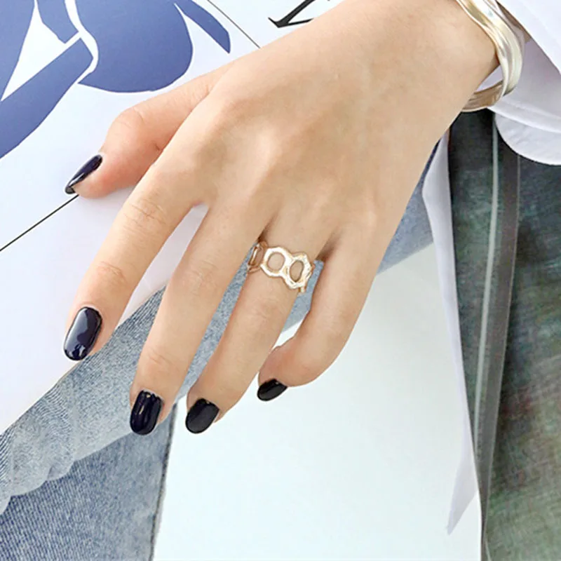 

Foxanry 925 Sterling Silver Wide Rings New Trendy Elegant Vintage Couples Simple Hollow Geometric Design Party Jewelry Wholesale