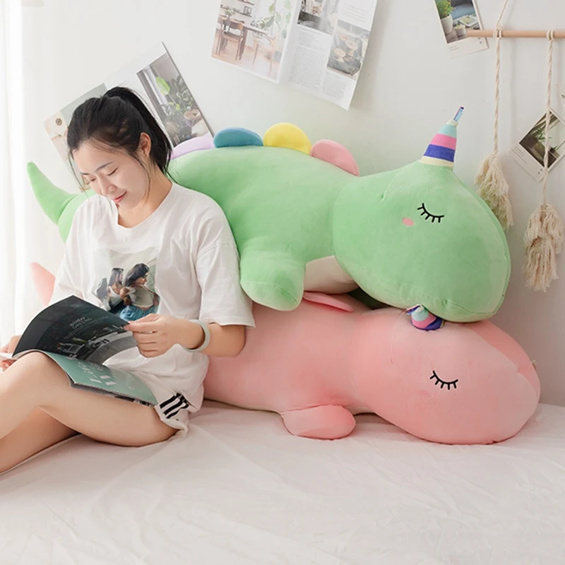

80-150cm Cute Animals Dinosaur Doll Stuffed Pink Dinosaur Plush Toys Soft Cartoon Long Pillow Girls Birthday Gifts