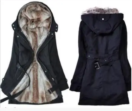 

Winter new Korean style slim-fitting hooded wool-collar cotton jacket lamb velvet mid-length windbreaker thickened warm women's