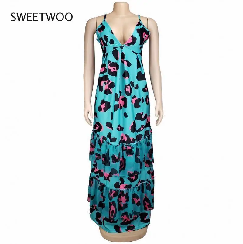 

2021 summer ladies sexy sling print pleated skirt robe casual shirt vest dress party seaside ladies cute dress