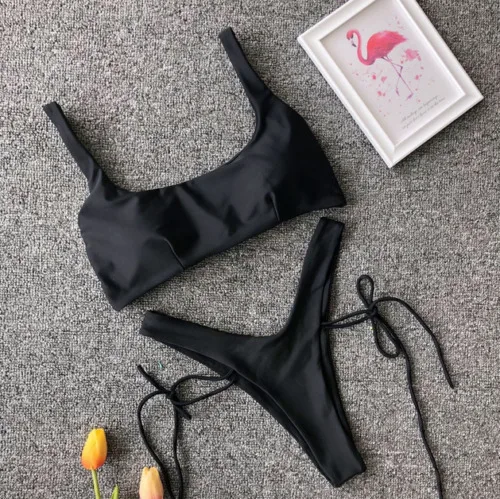 

Summer Sexy Womens Padded Push-up Bandage Bikini Set Leopard Print Lace Up Swimsuit Bathing Suit Beachwear Swimwear