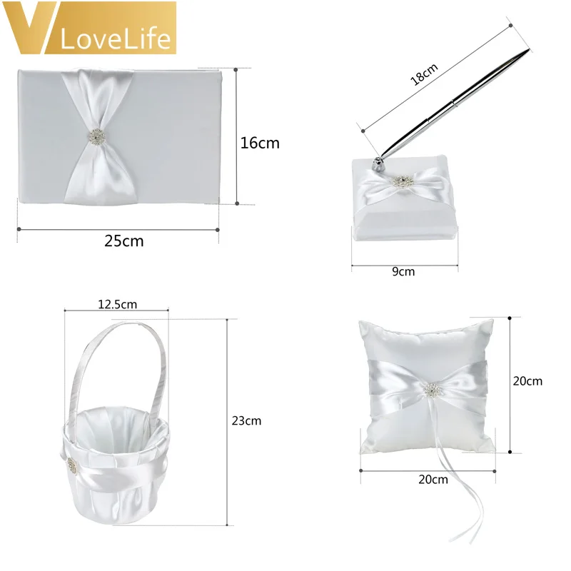 4 шт./компл. Белая лента для гостевой книги с бантом Стразы свадебная церемония