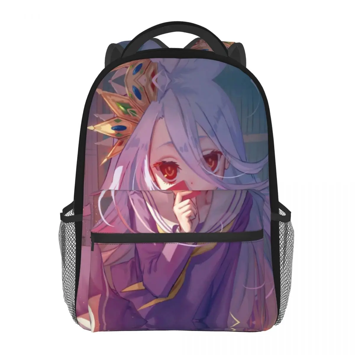 

No Game No Life Anime Backpack Student School Bag Waterproof Travel Teens Fit 14.5 Inch Laptop Bagpack
