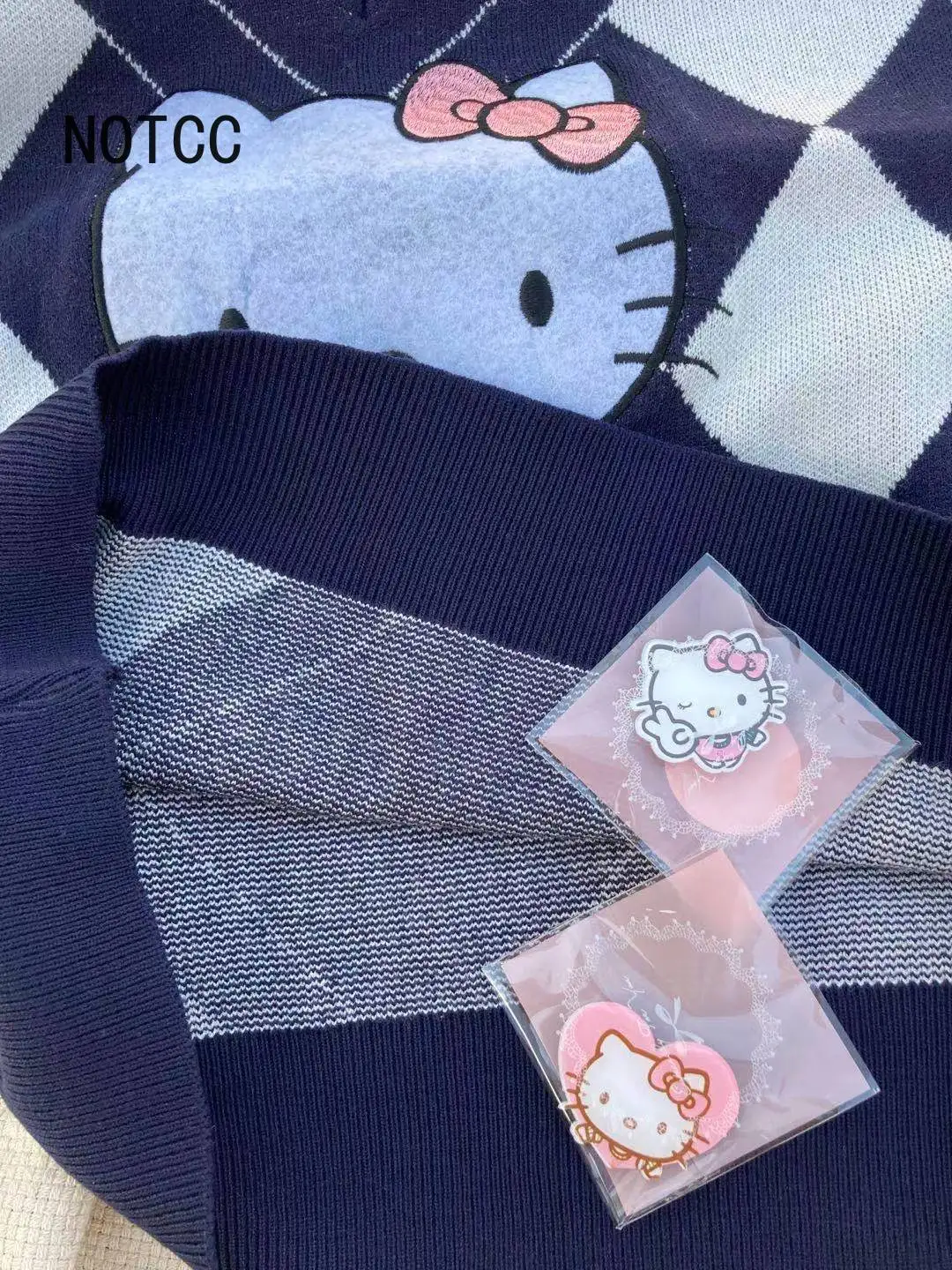 

Kitty Face Sweater Vest Women Cat Embroidery Loose Jersey Y2k Argyle Cartoon Sleeveless Tops Good Stretchy