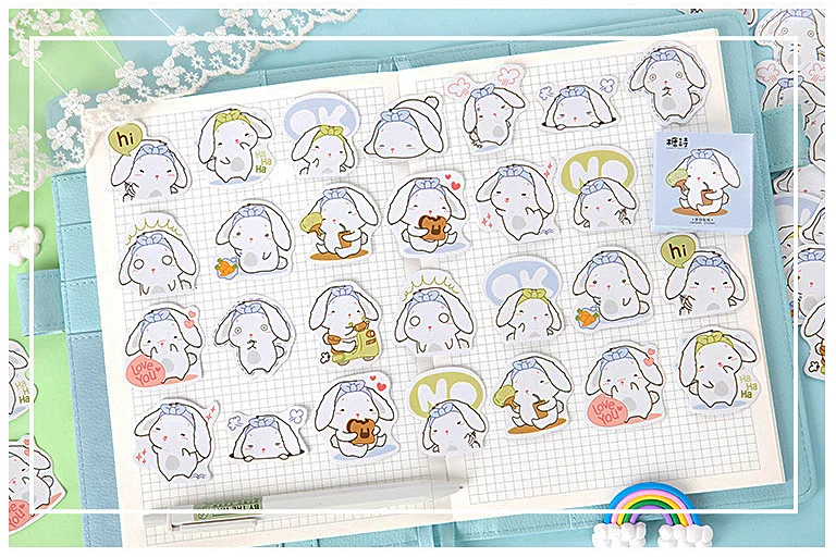 

45pcs/set Cute Students School Diary Decoration Soft rabbit Sticker Office Miss Rabbit Stickers (ss-311)