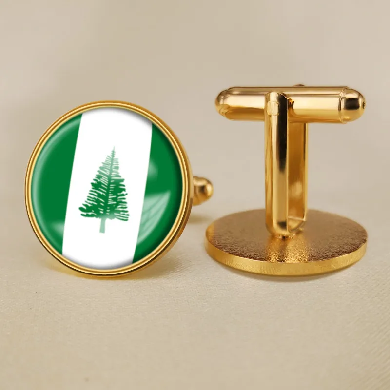 Запонки герб острова Норфолк с флагом и государственной эмблемой|Зажимы для