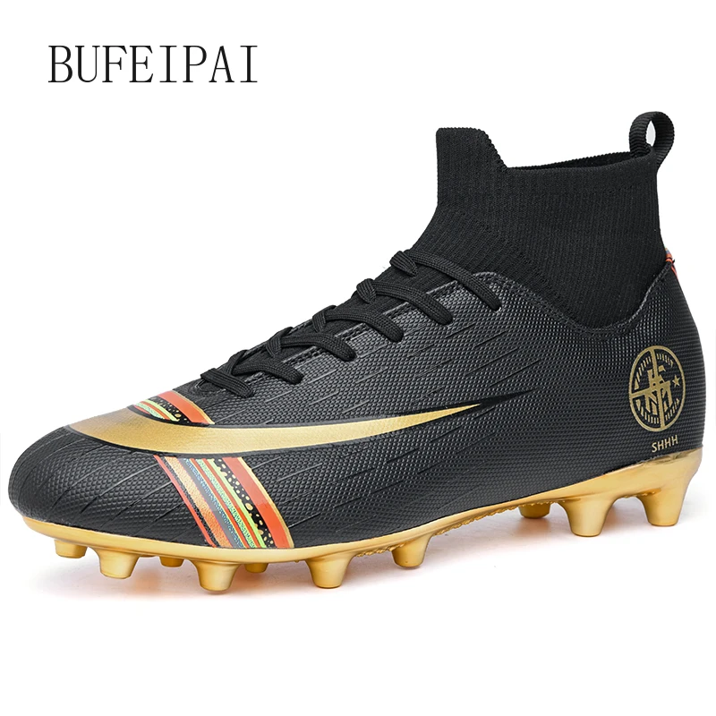 BUFEIPAI/белые/черные золотые мужские футбольные бутсы высокие женские Botas De Futbol