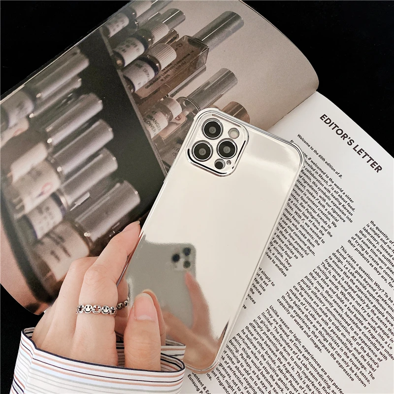 qianliyao luxury gold plated electroplated phone case for iphone 12 11 pro max 12pro x xs max xr se 8 7 plus mirror flip cases free global shipping