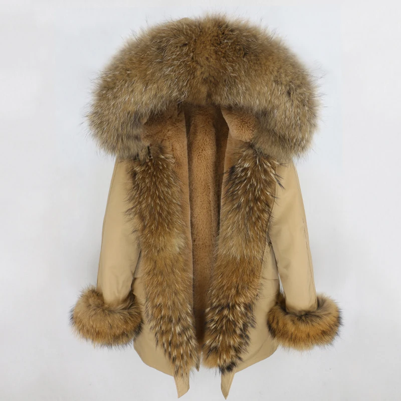 

Real Fur Coat Waterproof Long Parka 2021 New Winter Jacket Women Natural Raccoon Fur Collar Hood Cuffs Warm Outerwear Streetwear