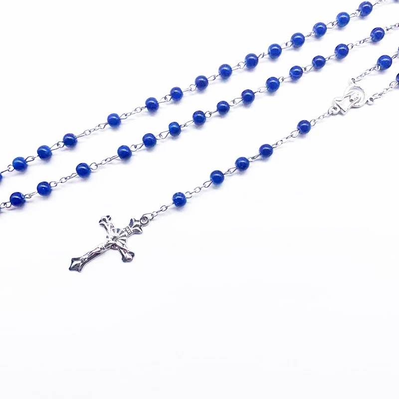 4 мм темно зеленый жемчуг крест ожерелье Девы Марии молитва удачи