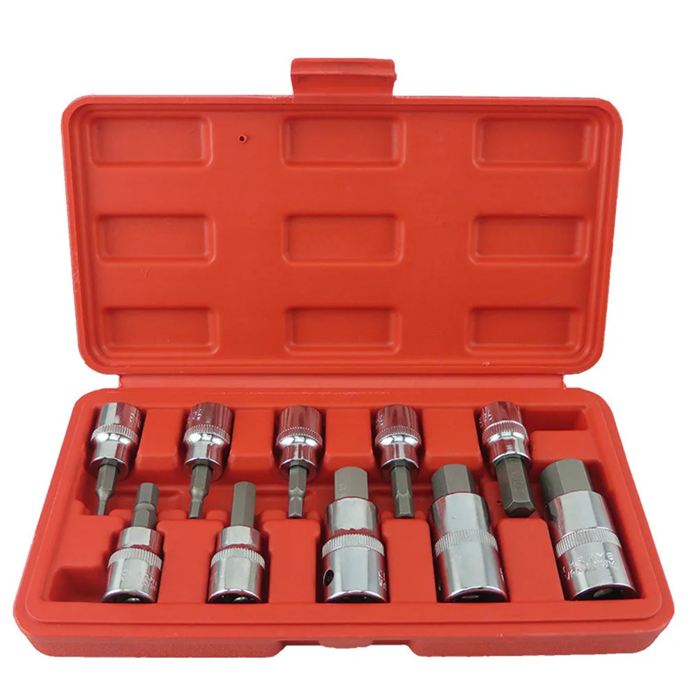 10 шт. шестигранных бит Набор торцевых головок метрических Размеры 3/8 &quot&amp 1/2&quot