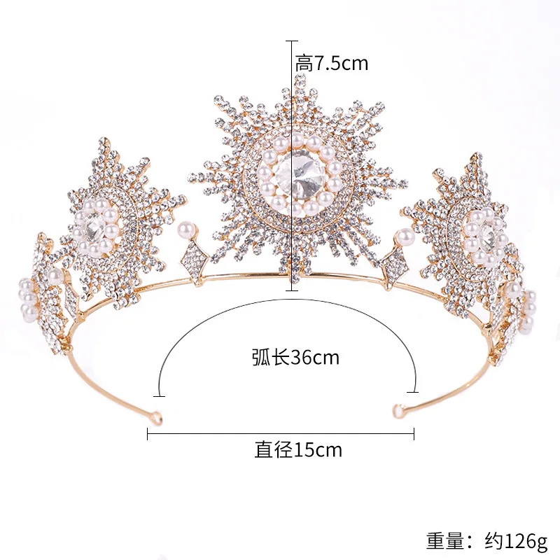 FORSEVEN Европейская Золотая Цветочная имитация жемчуга Хрустальная тиара и короны