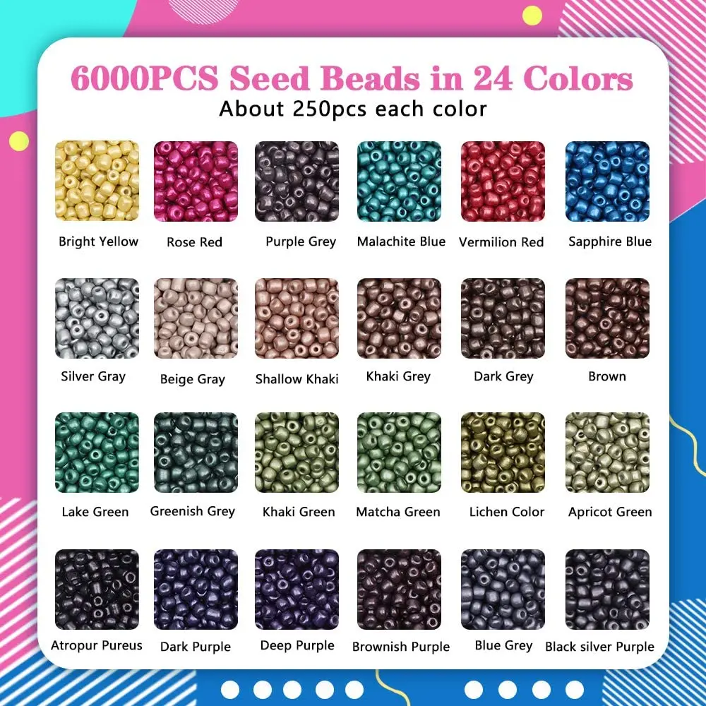 

Glass Seed Beads Started Kit, Small Craft Beads with Elastic String, Perfect for DIY Bracelet Jewelry Making - 2/3/4mm