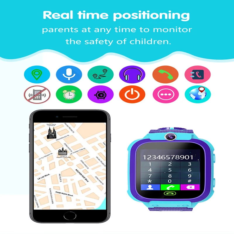 q12 childrens kids phone watch smartwatch with sim card for boy girl camera gift smart watch lbs finder locator for android ios free global shipping