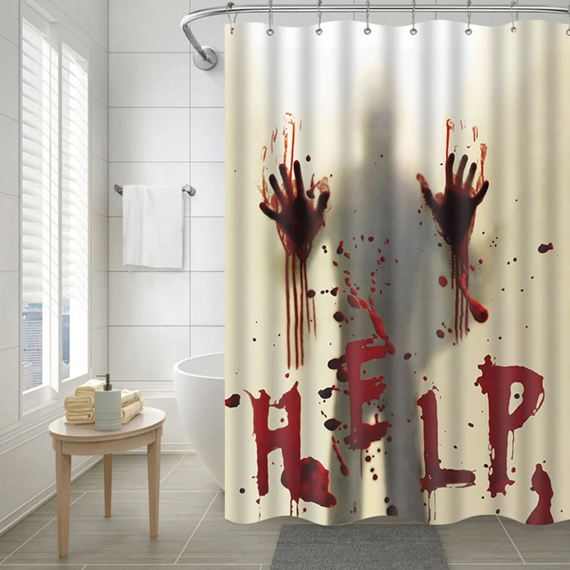 Halloween Polyester Shower Curtain Decoration Horror Bathroom Props Bloody Hands Pattern | Дом и сад