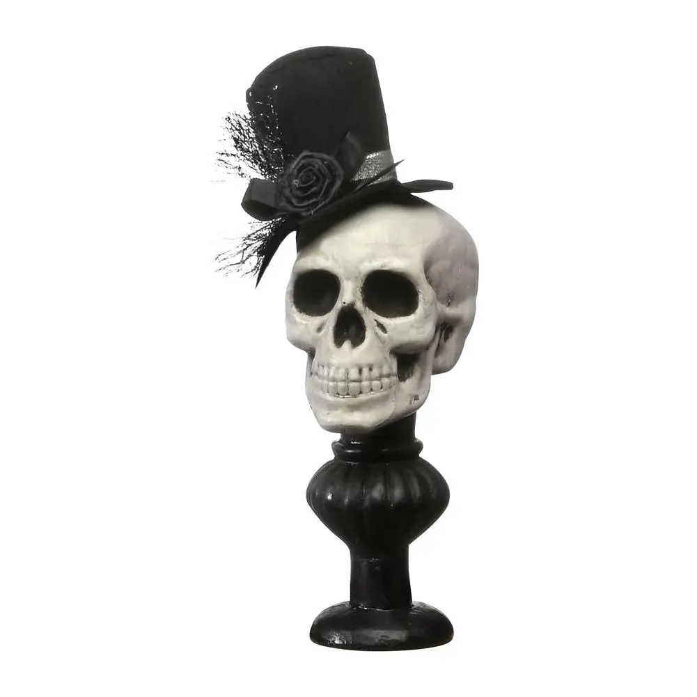 

Resin Craft 2021 Halloween Skull With Hat Home Decor Statue Skeleton Personalized Ornaments Halloween Party Decorations