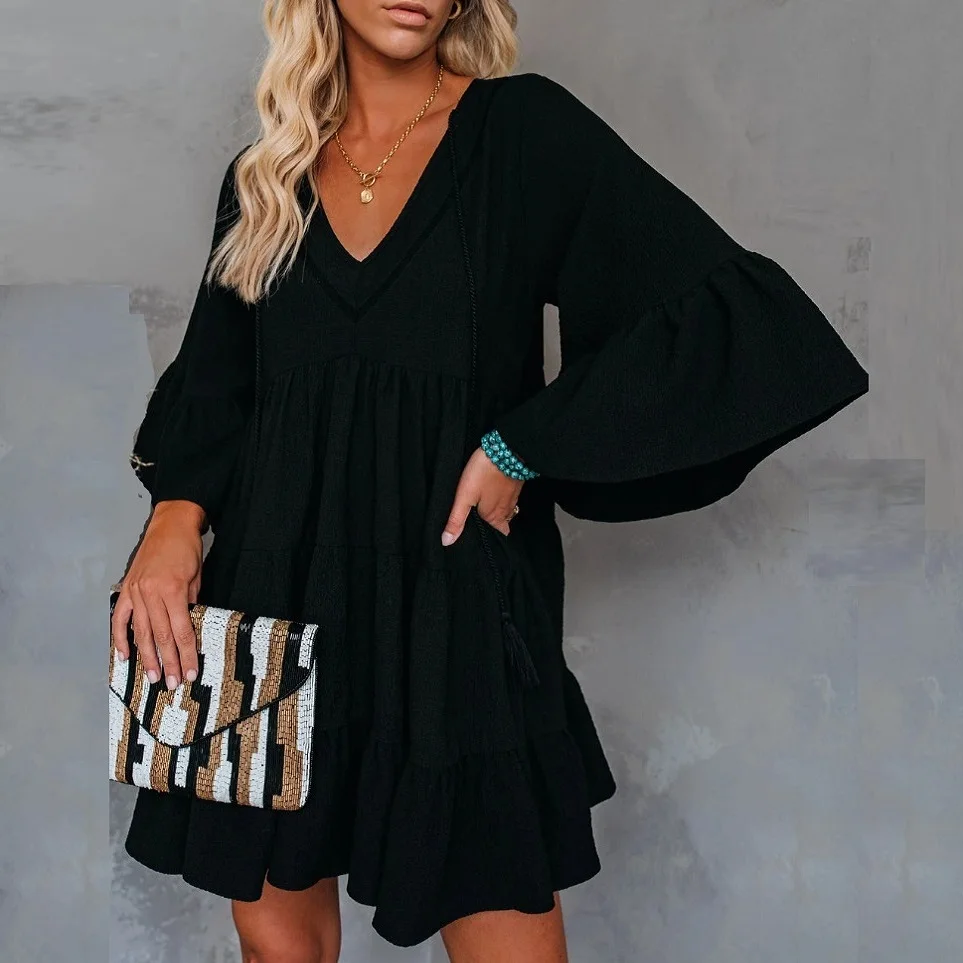 

Women Dresses Summer Sexy Beach Dress Short Sleeve Mini Dress Wrap Sundress Robe Loose Swing Dress Casual Straight Dresses